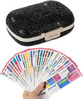 Pill Organizer with Labels Bling Pocket Pill Case with Stickers Travel Medicine Kit Holder Small Purse Pill Box Container Portable Mini Medication Storage (Black & 300 Labels)