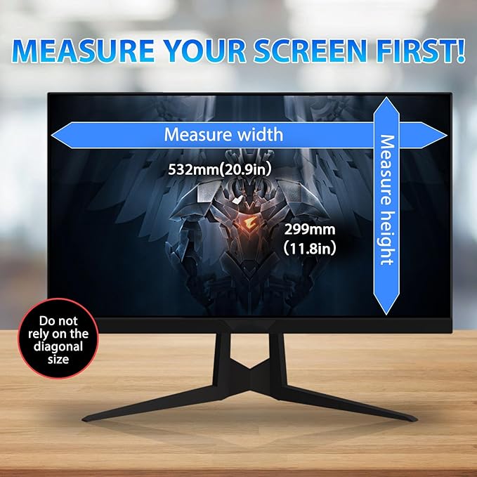 Magnetic Computer Privacy Screen 24 Inch, Removable Hanging Privacy Screen Shield for Frameless Monitor 16:9 Widescreen, Anti Blue Light Privacy Filter, Anti-Glare Protector