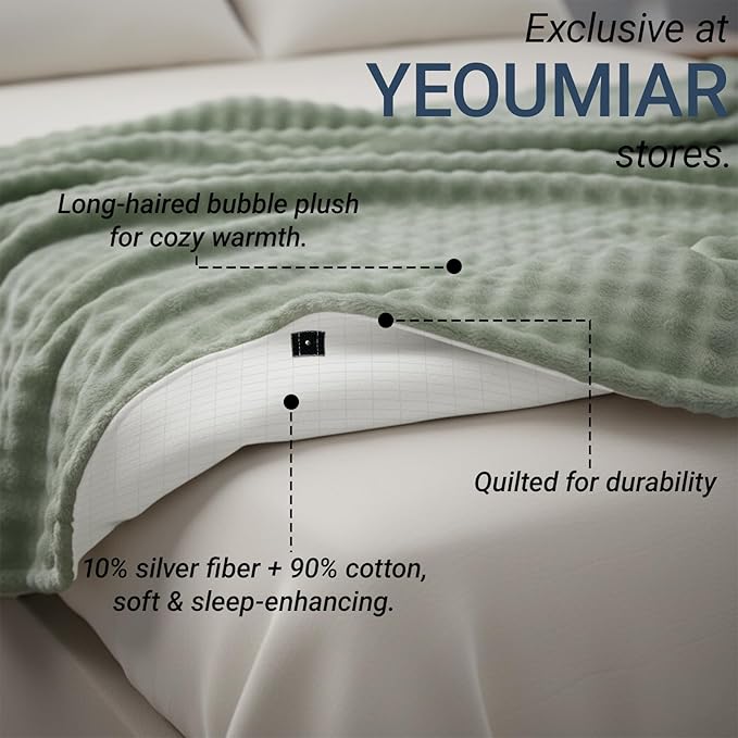 Grounding Blanket Grounding Sheets Queen, Grounding Throw for Improved Sleep, Relieving Pain,Conductive Grounded Mat for Bed with Grounding Wire (Green, Adult)
