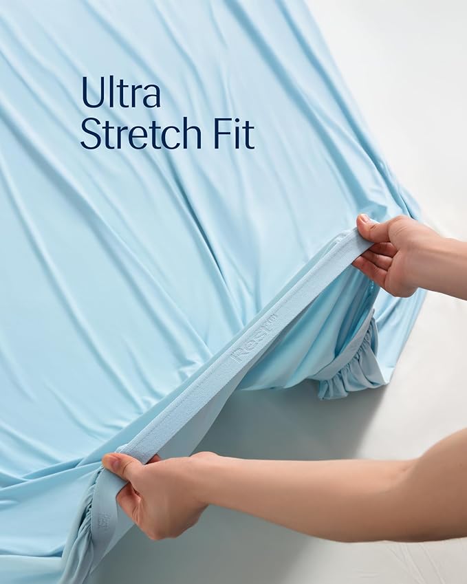 REST® Evercool®+ Fitted Sheet, Twin XL Size, Light Blue, 13" Deep (up to 15’’), Breathable Bedding for Hot Sleeper and Night Sweats, Bed Sheet with Ionic+ Self-Cleaning Silver Yarn for Sensitive Skin