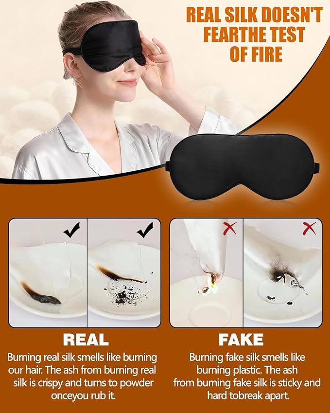 100% Mulberry Silk Sleep Mask with Adjustable Strap, 16-Momme Light-Blocking Eye Mask for Sleeping, Hypoallergenic Silk Eye Masks for Women and Men, Perfect Travel & Gift Choice（Black）