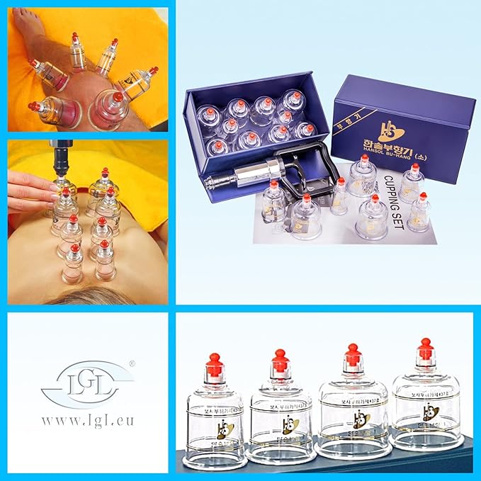 LENITH Professional Cupping Set Cupping Kit Equipment Set with Pumping Handle 10 Cups & English Manual (Made in Korea) Small