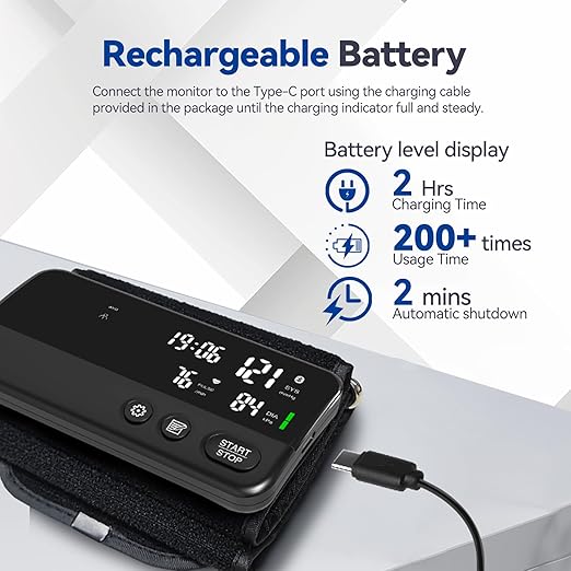 Wireless Blood Pressure Monitor Upper Arm Bluetooth Blood Pressure Machine, Ultralight Portable Rechargeable Blood Pressure Monitor, App Enabled iOS/Android BP Machine Cuff
