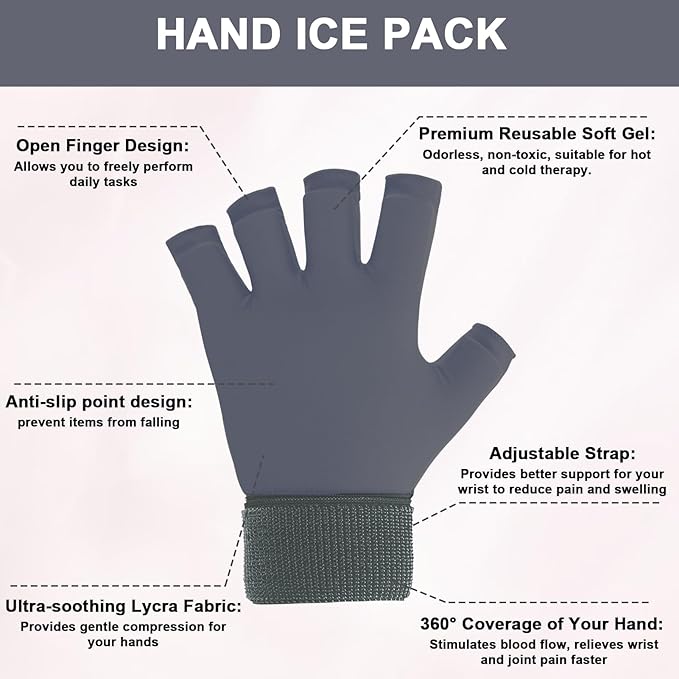 Finger Arthritis Compression Hand Ice Pack Gloves for Pain Relief, Adjustable Wrist Ice Pack for Hot & Cold Therapies, Reusable Gel Finger Ice Glove Sleeve tfor Tendinitis, Carpal Tunnel (Rose pink)