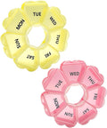 Large Weekly Pill Organizer,7 Day Cute Heart Pill Organizer,Weekly Container for Fish Oil/Medicine/Supplements (Yellow2+Purule2)