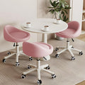 Rolling Stool Set of 3– Ergonomic Swivel Seat, Adjustable Height, Ultra-Quiet Wheels, Padded PU Leather Cushion, for Salon, Office, Massage & Medical Use Pink