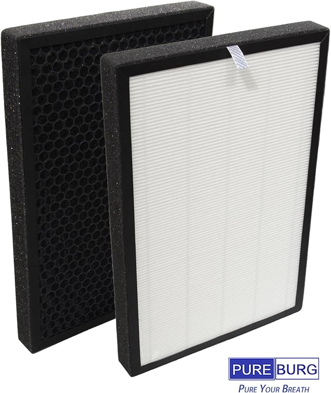 PUREBURG Replacement Filter Compatible with newpad KJ-460 Air Purifier, 2-Pack H13 HEPA Activated Carbon 2-in-1 3-Stage Filtration