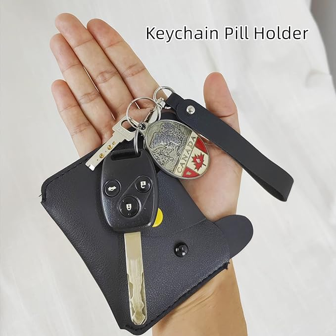 Birth Control Pill Case/Wallet PU Leather Medicine Holder Cat (Black)