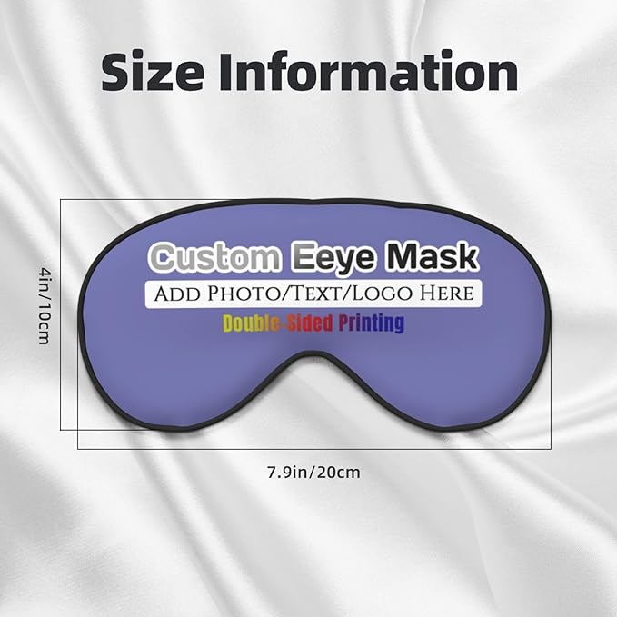 Personalized Eye Mask Add Picture Text Image Logo Custom Travel Sleeping Masks for Home Office Customized Sleep Mask for Men Women Blocks Light Adjustable Strap Violet