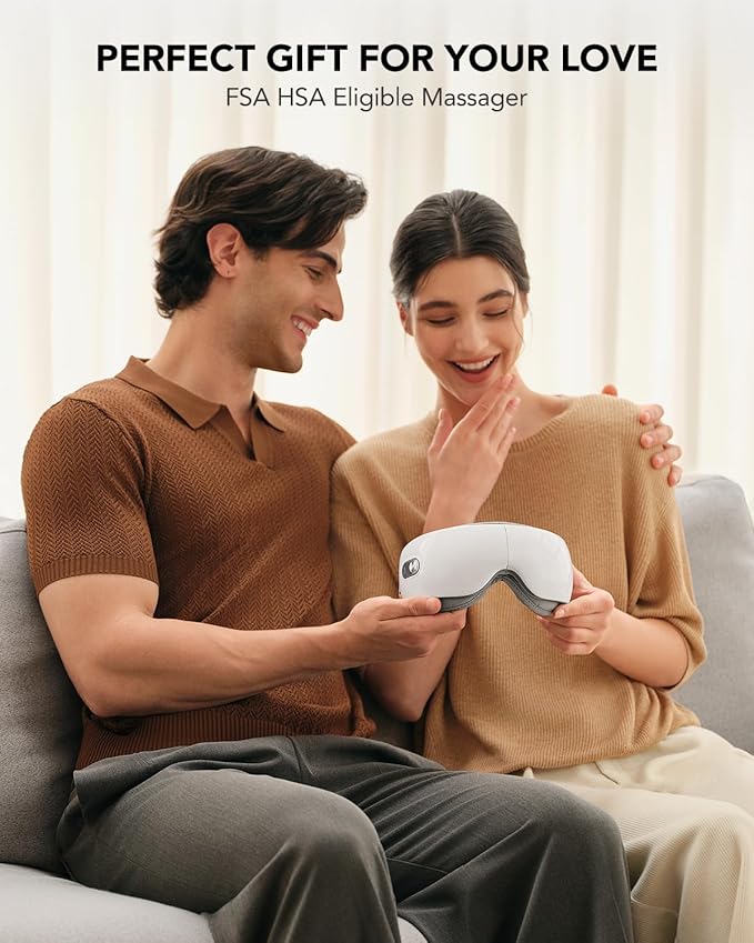 SKG Heated Eye Massager with Heat & Compression, Ultra-Quiet Eye Mask Massager for Relaxation and Eye Strain Relief, Ideal Christmas Gift for Women and Men (ES500)