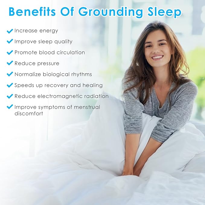 Grounding Sheets Queen Size, 95% Organic Cotton, 5% Silver Fabric, Fitted Earthing Sheets with Grounding Cord, Bed Grounding Kit Grounded Sheets for Improving Sleep