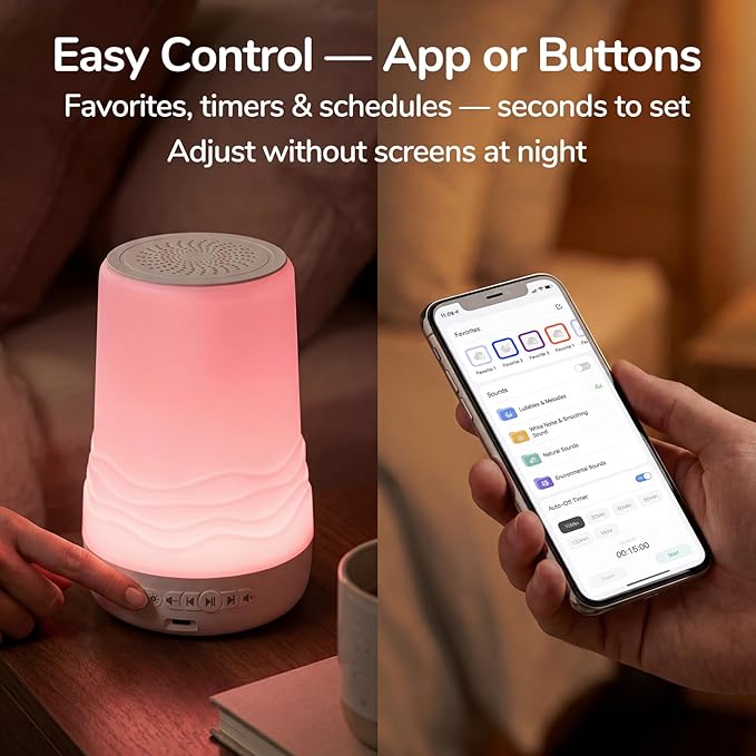 Mewaii White Noise Sound Machine for Adults & Baby with Night Light, Sunrise Alarm Clock, App Control, 100 Sounds & AI Cry Detection, Custom Routines Builder, Toddler Sleep Trainer, Registry Essential
