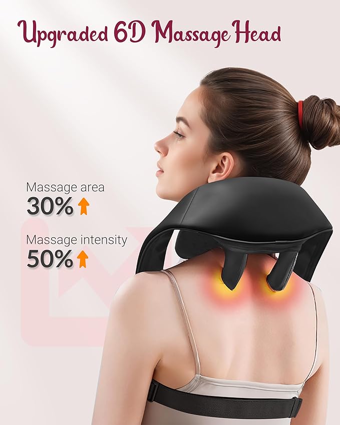 Cordless Neck Massager with Heat [2026 Upgraded] - Neck Shoulder Massager for Pain Relief Deep Tissue, 6D Deep Kneading Shiatsu Back Massage, FSA Eligible HSA Store Eligible
