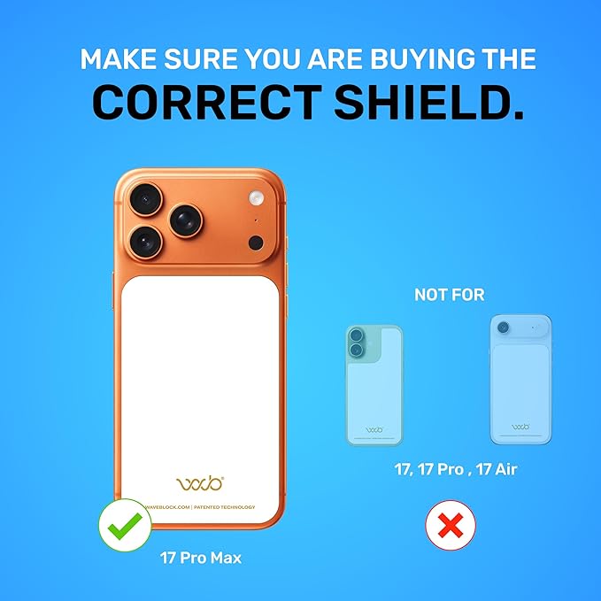 WAVEBLOCK EMF Blocker for Cell Phone - Made for iPhone 17 Pro Max - The Only Patented, Real Scientifically Backed, Lab-Tested 5G-Shield Sticker to Protect You & Your Loved Ones - USA Made White