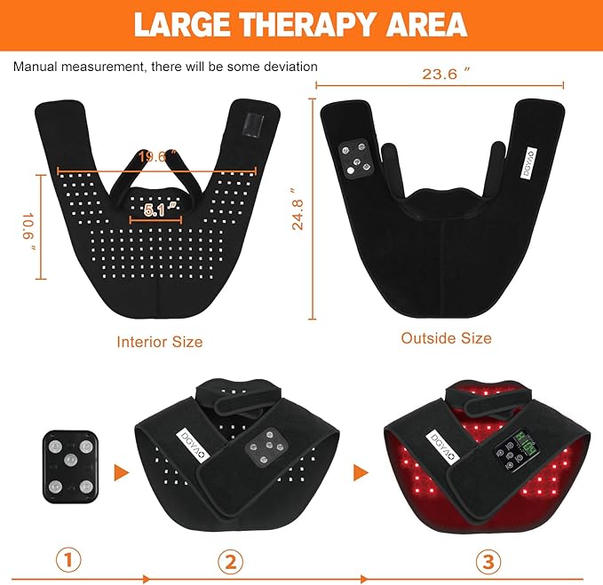 TUOB Red Light Therapy Device for Shoulder and Neck with 6000mAh Battery, Cordless 850nm Near Infrared Light Therapy Wrap for Shoulder Back Benefit for Joint Pain Relief Muscle Relax