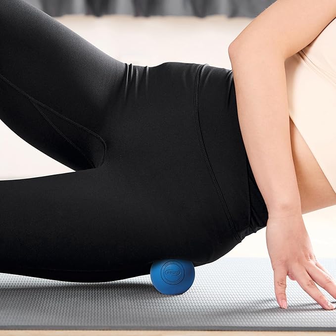 Lacrosse Ball Massage Ball for Myofascial & Trigger Point Release, Muscle Knots, Yoga Therapy – Improves Joint Mobility & Relieves Pain – Back, Neck, Chest, HIPS, Legs – 2.5-Inch Solid Blue Rubber