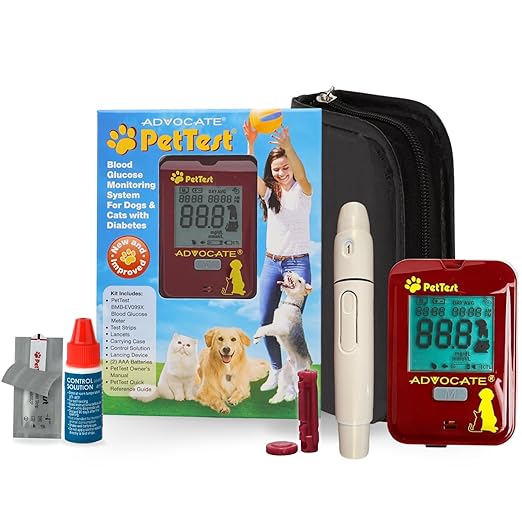 PetTest Expert Glucose Monitoring Kit for Dogs & Cats, Diabetic Pet Blood Sugar Check Gear, Includes Classic Meter, 25 Test Strips, Lancing Device, 25 Lancets, Soft Carrying Case, and More