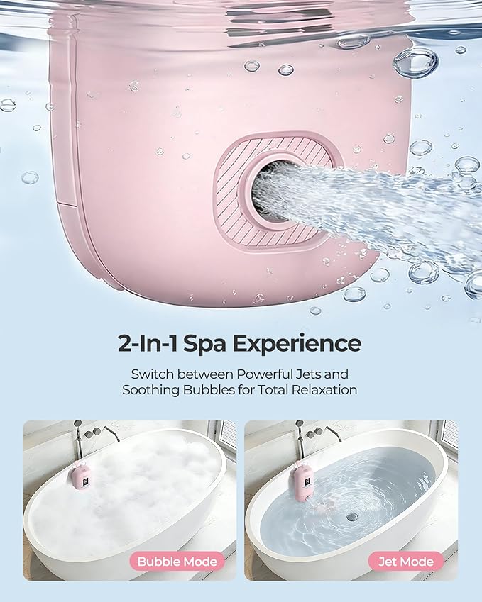 Bath Jets for Tub, Bath Jet or Bubble Mode, Cordless Waterproof Portable Bathtub Accessories with 3-Level Adjustable Speed, Bathtub Jets Massage for Home Spa, Travel Massage, Relaxing, Soothing