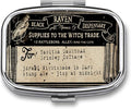 Metal 2 Compartment Pill Organizer Travel Friendly Portable Compact Pill Box Cute Pill Case to Hold Vitamins/Fish Oil/Supplements/Meds/Tablet for Purse/Pocket (Vintage Label)