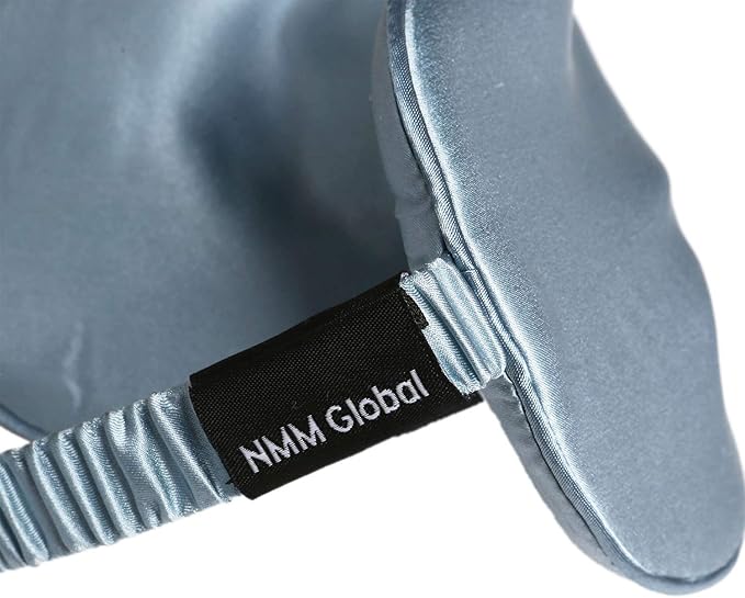 Mulberry Natural Silk Sleep Mask for Women & Men with Elastic Strap, Super Soft Sleeping Eye Mask, Size M, (Blue)