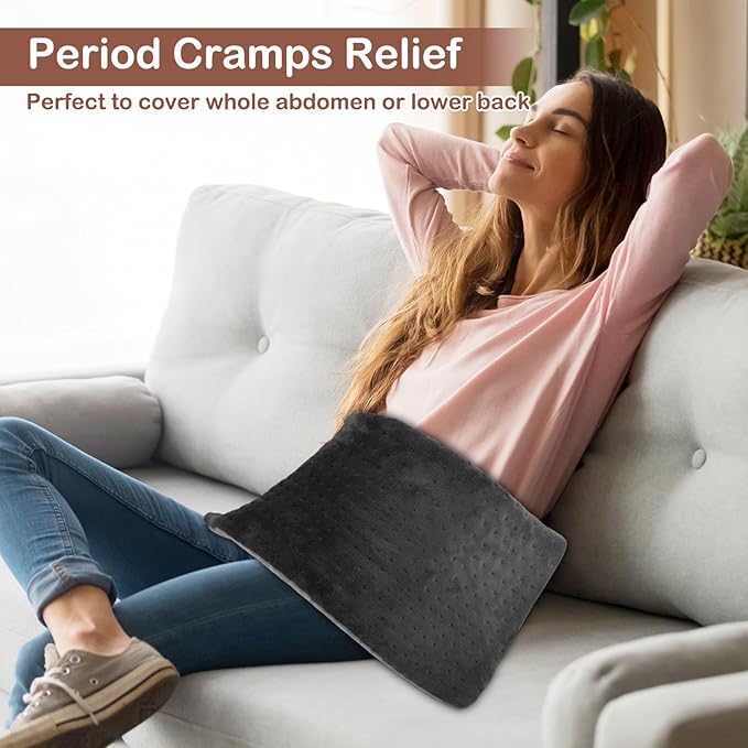 Heating Pad for Back Pain Relief & Period Cramps,12x24 Inches,XL Heating Pad for Shoulder and Neck,with 4 Temperature Controllers | Auto Shut-Off | Dry/Moist Heat Therapy, Gift for Women Men