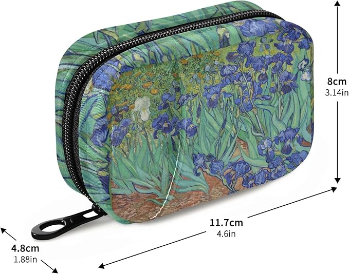 Naanle Irises Van Gogh 7 Day Pill Case Bag Travel Pill Organizer with Zipper Portable Weekly Case Compact Size for Vitamin Supplement Holder