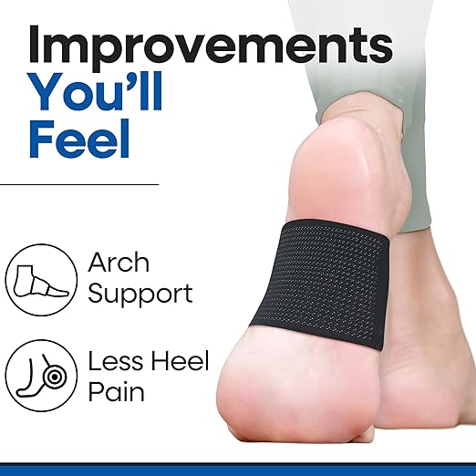 Arch Supports for Plantar Fasciitis Relief | Compression Sleeve Foot Brace For Heel Pain, Bone Spurs, Flat Feet, High Arches | Copper Infused Arch Support Bands for Women & Men Over Socks | Fit Most