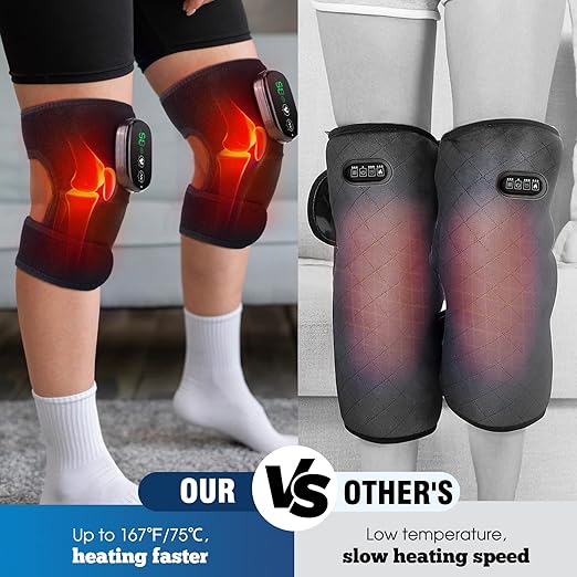 MOAJAZA Knee Massager with Heat and Vibration, Heating Pad for Knee Shoulder Elbow, Heated Knee Brace for Arthritis with Massage