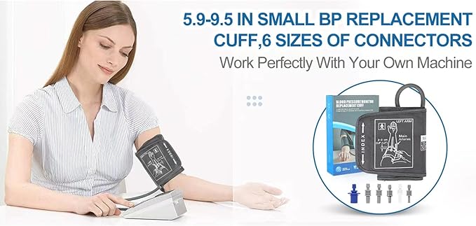 Extra Small Blood Pressure Cuff 5.9”-9.5”, Only for Slim or Tiny Arms, Replacement Arm Cuff with 6 Connectors, Use Original Connector if Not Compatible