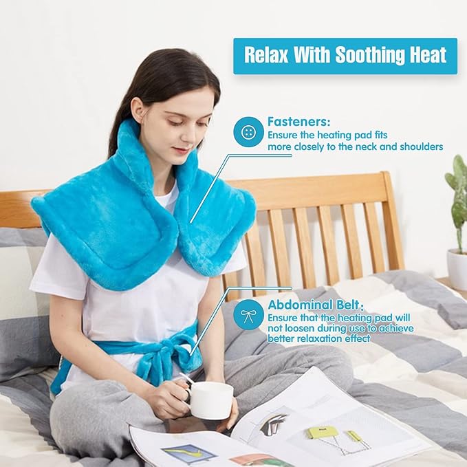 Tefici Heating Pad for Back Pain,Mothers Day Gifts for Women Men Mom Her，FSA Eligible HSA Approved,24'' x33''Fast Heating,Electric Heat Pad, 2H Auto-Off,Neck and Shoulder Heat Pad,ETL Certified,Blue