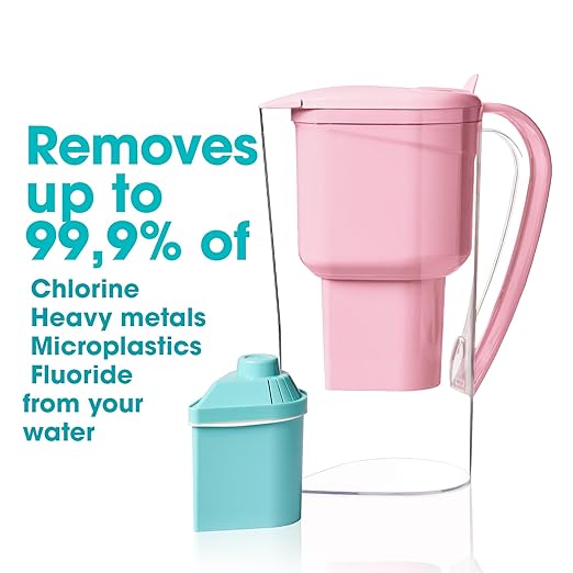 Alkanatur Drops Low Emission Water Filter Pitcher - Hydrogenates + Ionizes + Provides Magnesium Removes Chlorine, Metals, Fluorides, Microplastics, and More - Certified UNE 149101:2015