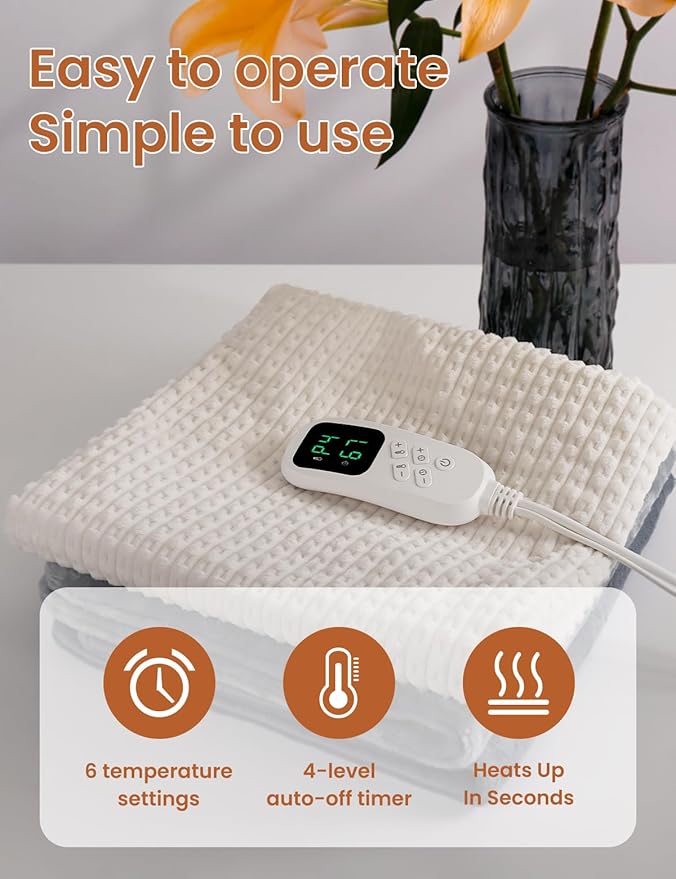 Heating Pad with Removable Cover for Back, Neck, Abdomen, Knees, and Legs to Relieve Muscle Soreness, Machine Washable, Moist Heat or Dry Heat with auto-shutoff, Ideal Birthday Gift.