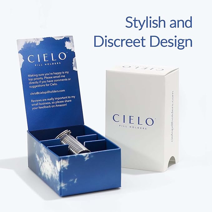 Cielo Pill Holders - Wide Dual Chamber Keychain Pill Holder, Made in USA, Stainless Steel Pill Keychain Container, Waterproof Pill Case, Compact & Customizable