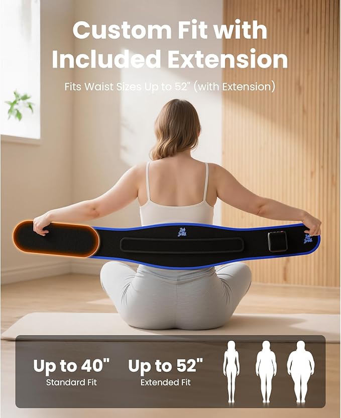 BOB AND BRAD ThermoRed Heating Pad Belt Massager for Lower Back Support, FSA Cordless Wearable Near Infrared Heat & Red Light Lumbar Back Wrap with Adjustable Vibration HSA Eligible, Gift for Family