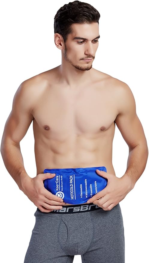 Koo-Care 2 Gel Ice Pack for Injuries Reusable Hot Cold Pack Wrap with Elastic Strap - 11" x 5.9" - Flexible Cold Compress for Head Shoulder Arm Elbow Wrist Back Knee Ankle - Pain Relief for Migraine