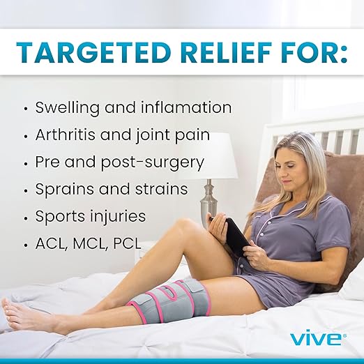 Vive Knee Ice Pack Wrap - Cold/Hot Gel Compression Brace - Heat Support Strap for Arthritis Pain, Tendonitis, ACL, Athletic Injury, Osteoarthritis, Women, Men, Running, Meniscus and Patella Surgery