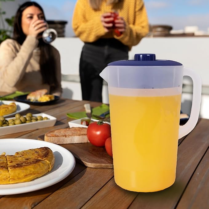 Water Pitcher with Lid 1 Gallon Pitcher, Freezer/Dishwasher Safe, BPA Free & Phthalate Free - Navy
