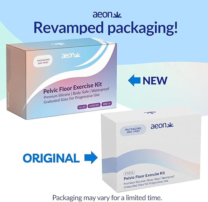 AEON Gentle Touch – Soft Premium Silicone 8-Piece Set for Pelvic Floor Strengthening & Flexibility – Progressive Sizes with Suction Bases – Includes Elegant Storage Bag & 1.3 Oz Glide ($10 Value)