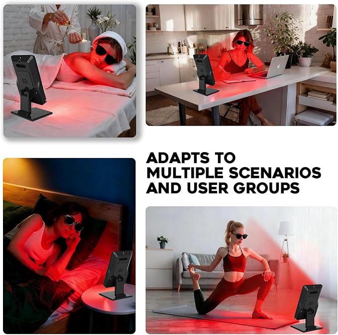 Red Light Therapy Device,Portable LED Red Infrared Light Device with 630nm, 660nm & 850nm Combination Light for Face and Body, 9 Adjustable Timer Settings, Adjustable Angle, Includes Goggles,Black