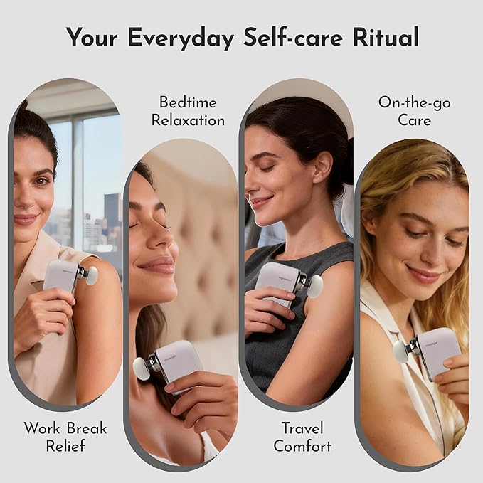 Mini Massage Gun Pro – Portable Deep Tissue Percussion Massager with Smart Pressure Sensor, Quiet Motor, Muscle Relaxation for Neck, Back & Legs, USB-C Rechargeable, Light Purple Color