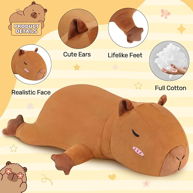 Capybara Heating Pad for Period Cramps Menstrual Pain Relief, Portable Electric Heat Pads USB Powered, Cute Stuff Capybara Plush Stuffed Animals Gifts, Gift for Women Teen Girls Birthday Christmas