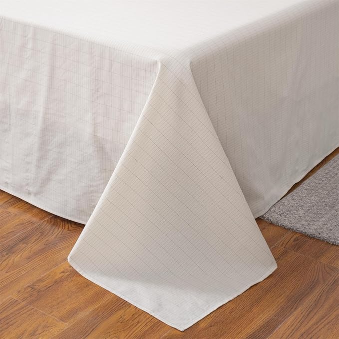 Grounding Sheets Cali-King Size, Organic Cotton + Silver Yarn, Conductive Earthing Flat Sheets for Better Sleep