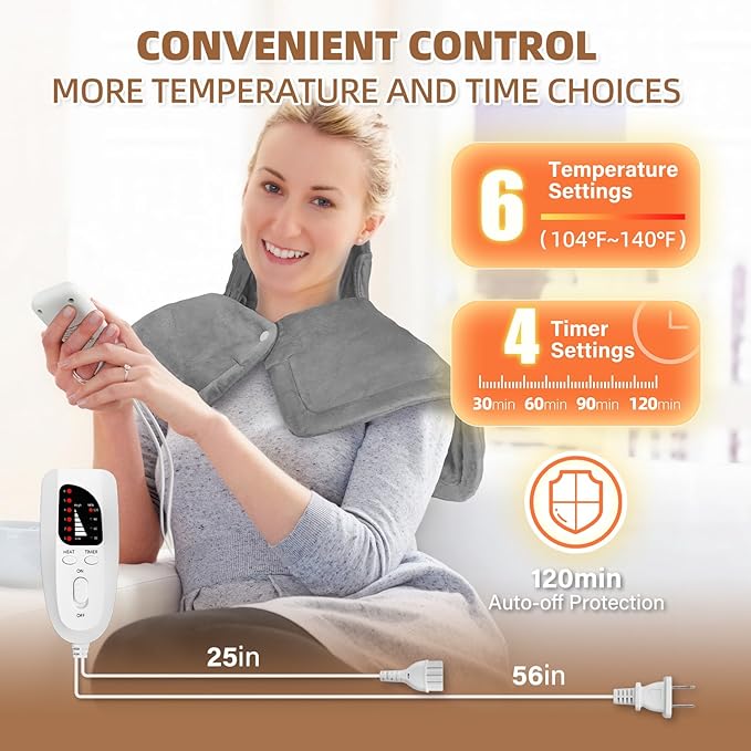 Heating Pad for Neck and Shoulders, 2lb Weighted Electric Neck Heating Pad for Back Pain Relief 10 Heat Settings 3 Timers Auto Off Birthday Christmas Gifts for Women Mom Men Dad