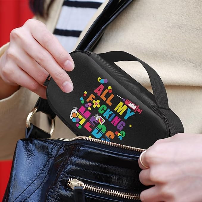 Rnyleeg Black Diabetes Bag for Women Men Small Size Insulin Cooler Travel Case Reusable Insulin Bag for Diabetes Easy to Carry