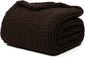 YnM Cotton Weighted Blanket, Handmade Chunky Knitted Design, Soft and Cozy, Temperature Regulating and Breathable, Machine Washable Throw for Sleep or Home Decor (Chocolate Brown, 60x80 Inch, 25lbs)