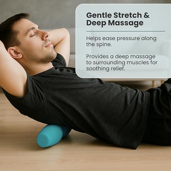 Foam Back Roller for Back Pain Relief – Upgraded 100% Flexible Silicone that Wraps Around the Spine, Softer Than Hard Foam Rollers, but Firm Enough for Deep Muscle Relief