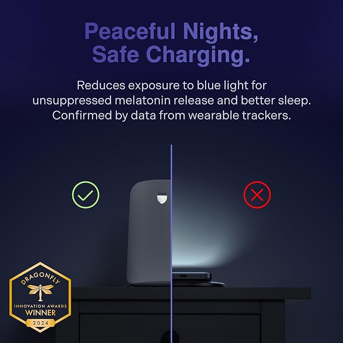 Elvy Fast Qi Wireless Charger for Cell Phones - Designed with EMF Management Technology for Enhanced Charging, Advanced Environmental Shielding (Snow White)