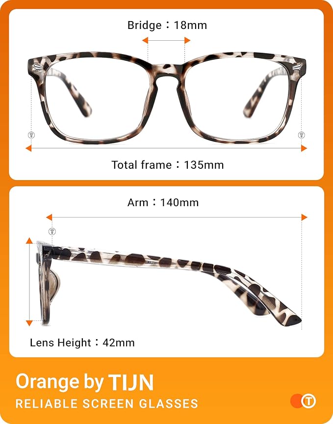 TIJN Blue Light Blocking Glasses for Women Men Clear Frame Square Nerd Eyeglasses Anti Blue Ray Computer Screen Glasses