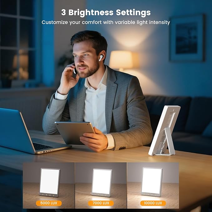 Light Therapy Lamp - 10000 Lux 3 Color Temperature & Wall Mount Therapy Light, Touch Control Daylight Lamps with Memory Function for Home/Office Use As Lift Mood.