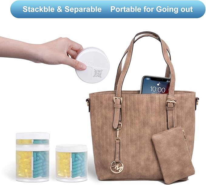 Extra Large Supplement Organizer and Portable Pill Case with 8 Compartments Double Layers Medicine Dispenser Monthly Vitamins Organizers Pill Bottle,Transparent